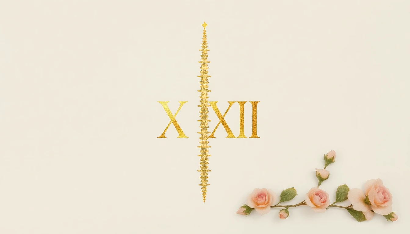A Roman XXXIII in matte gold, behind it the delicate illustration of 33 vertebrae of an upright spine
